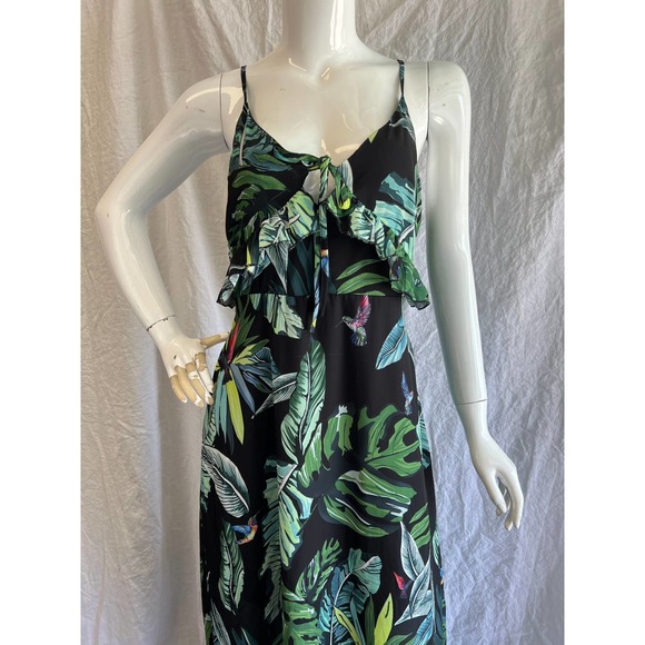 Elli White Green and Black Tropical Hummingbird Print Maxi Dress - Picture 5 of 14